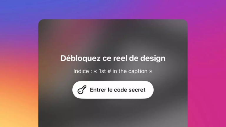 Prototype de publication verrouillée sur Instagram avec accès par code secret sur le profil Instagram Design.
