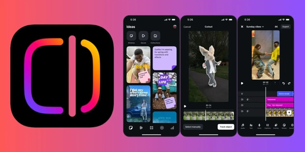 Interface Edits pour le montage de vidéos Instagram.