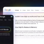 Interface AI Mode de Google Search illustrant la recherche conversationnelle basée sur l'intelligence artificielle.
