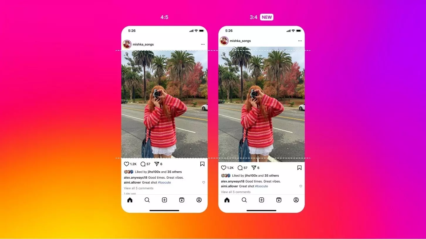 Instagram présente le format d'image 3:4